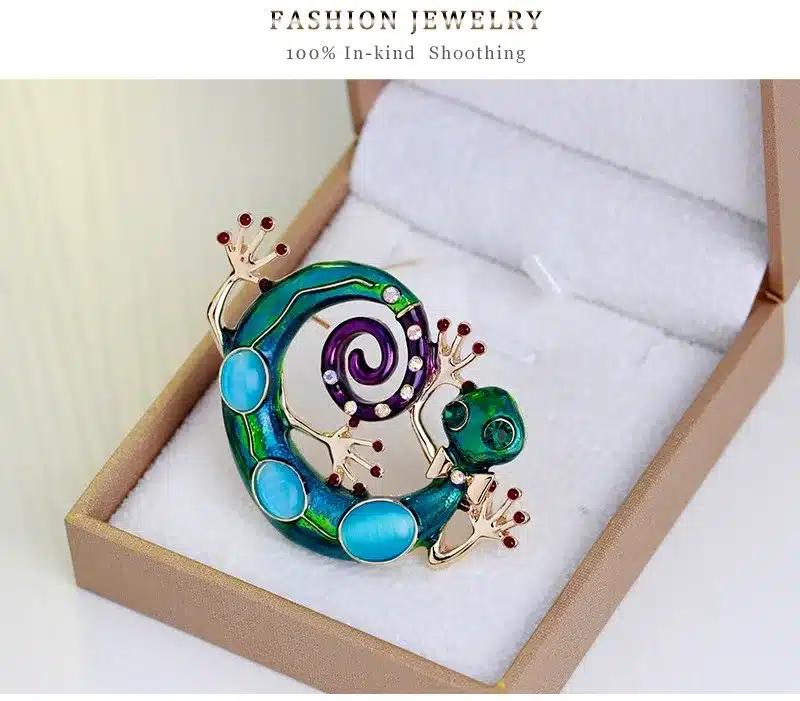 MloveAcc Blue Enamel Lizard Gecko Snake Brooches for Women Corsage Diamante Embellishments Kihen Broach Coroa Relogio Femini 14