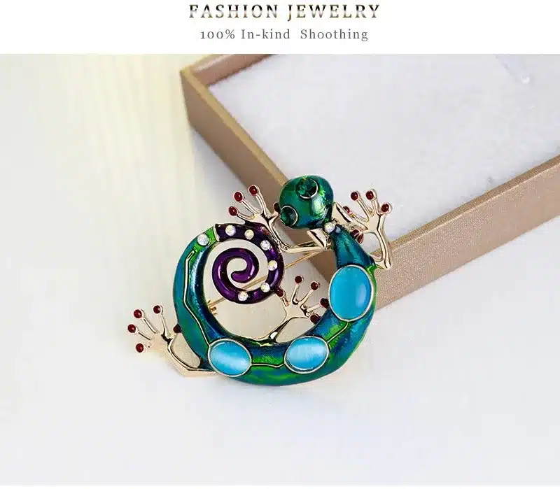 MloveAcc Blue Enamel Lizard Gecko Snake Brooches for Women Corsage Diamante Embellishments Kihen Broach Coroa Relogio Femini 15