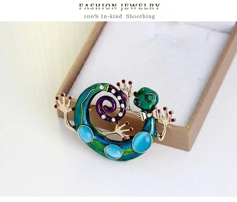 MloveAcc Blue Enamel Lizard Gecko Snake Brooches for Women Corsage Diamante Embellishments Kihen Broach Coroa Relogio Femini 16