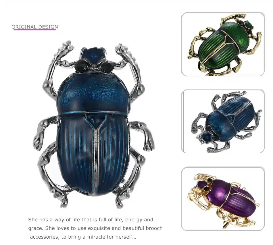 MloveAcc Vintage Jewelry Beetle Brooches for Women Kids Enamel Green Fleur De Lis Animal Insects Brooch For Jewelry Hijab Pins 11