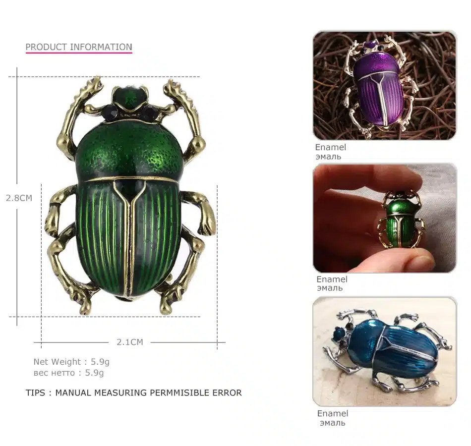 MloveAcc Vintage Jewelry Beetle Brooches for Women Kids Enamel Green Fleur De Lis Animal Insects Brooch For Jewelry Hijab Pins 13