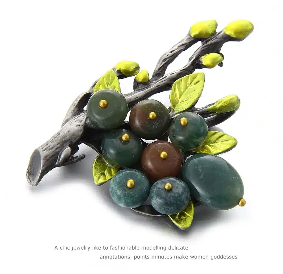 MloveAcc Brand Vintage Elegant Natural Stone Branch Brooches Pins Scarf Clip Antique Color Women Party Brooches & Pins Jewelry 13