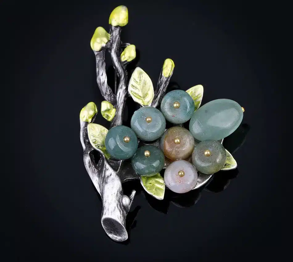 MloveAcc Brand Vintage Elegant Natural Stone Branch Brooches Pins Scarf Clip Antique Color Women Party Brooches & Pins Jewelry 18