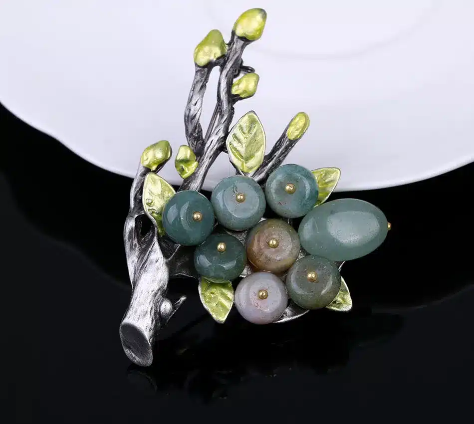 MloveAcc Brand Vintage Elegant Natural Stone Branch Brooches Pins Scarf Clip Antique Color Women Party Brooches & Pins Jewelry 19