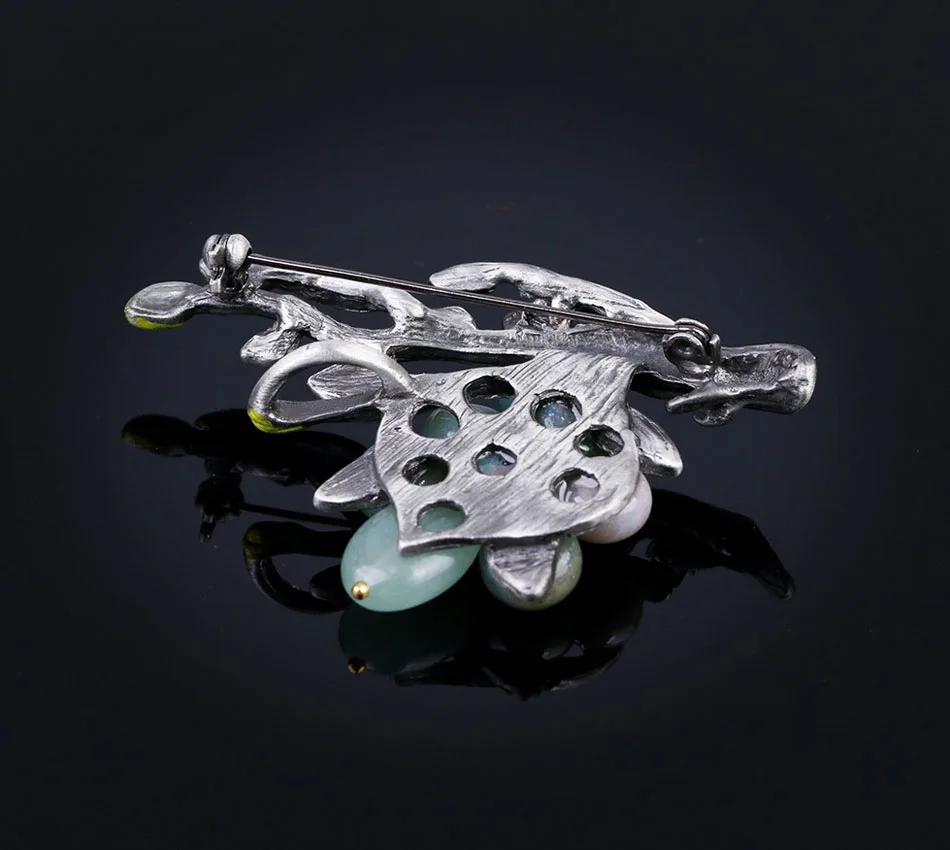 MloveAcc Brand Vintage Elegant Natural Stone Branch Brooches Pins Scarf Clip Antique Color Women Party Brooches & Pins Jewelry 21