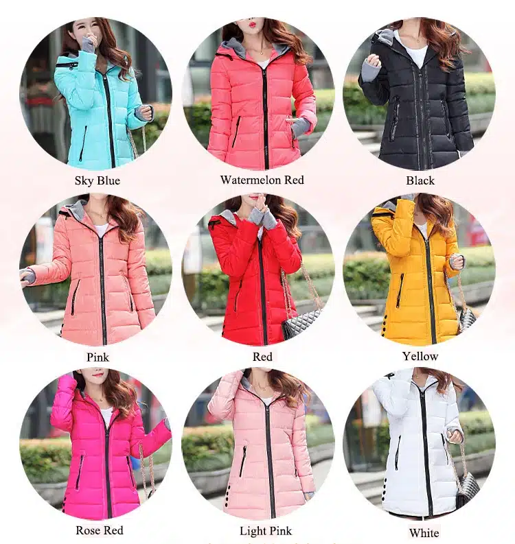 2017 women winter hooded warm coat plus size candy color cotton padded jacket female long parka womens wadded jaqueta feminina 3