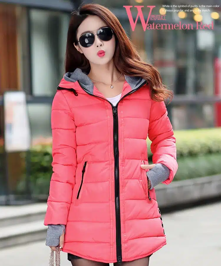 2017 women winter hooded warm coat plus size candy color cotton padded jacket female long parka womens wadded jaqueta feminina 34