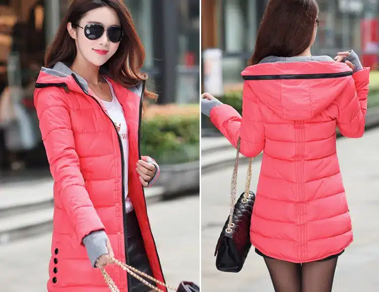 2017 women winter hooded warm coat plus size candy color cotton padded jacket female long parka womens wadded jaqueta feminina 35