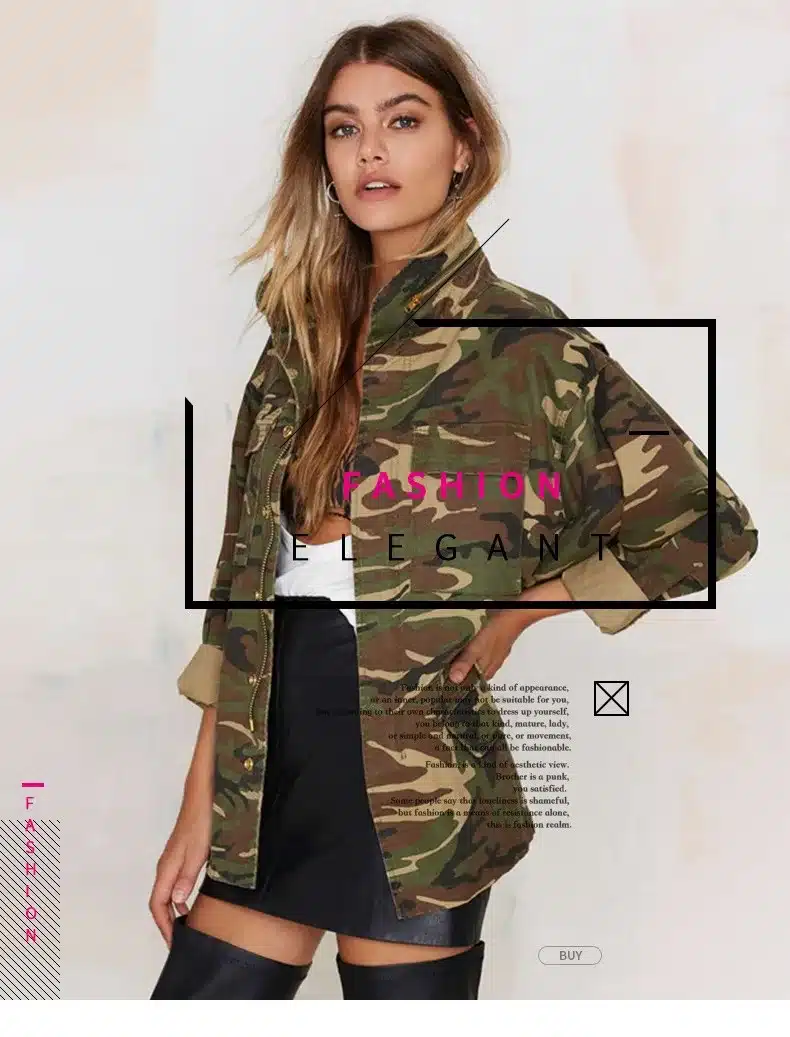 HDY Haoduoyi 2016 Fashion Women Loose Camouflage Coat Stand Collar Pocket Long Sleeve Zipper Outwear Jacket 5