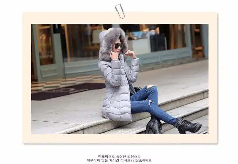 Sale 4XL Fur Hooded Female Winter Down Jacket Cotton Slim Overcoat Elegant Casual Long Sleeve Women Coat Park 2017 Big Plus Size 8
