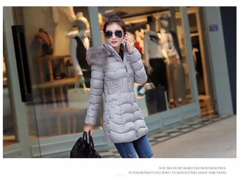 Sale 4XL Fur Hooded Female Winter Down Jacket Cotton Slim Overcoat Elegant Casual Long Sleeve Women Coat Park 2017 Big Plus Size 10