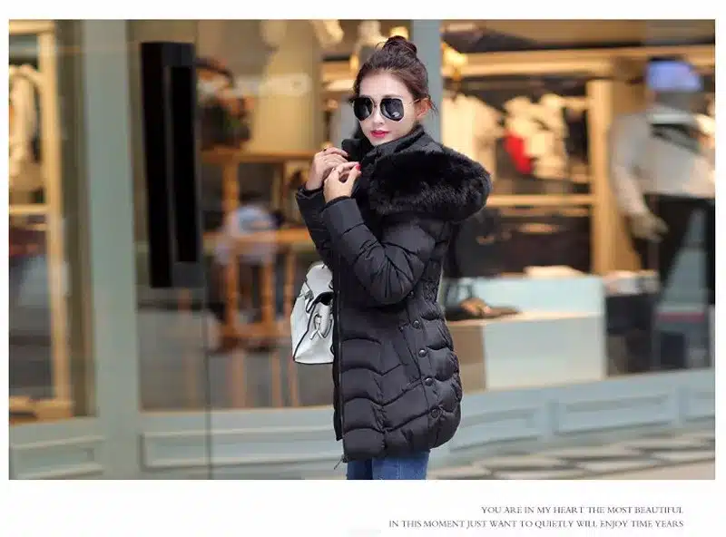 Sale 4XL Fur Hooded Female Winter Down Jacket Cotton Slim Overcoat Elegant Casual Long Sleeve Women Coat Park 2017 Big Plus Size 15