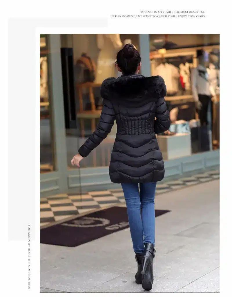Sale 4XL Fur Hooded Female Winter Down Jacket Cotton Slim Overcoat Elegant Casual Long Sleeve Women Coat Park 2017 Big Plus Size 17