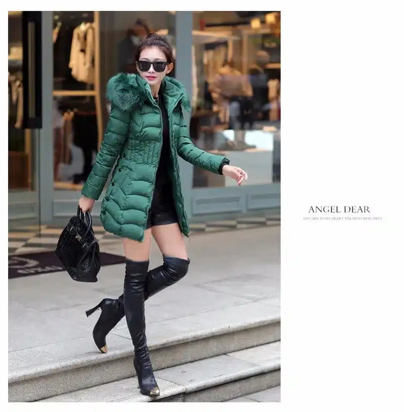 Sale 4XL Fur Hooded Female Winter Down Jacket Cotton Slim Overcoat Elegant Casual Long Sleeve Women Coat Park 2017 Big Plus Size 19