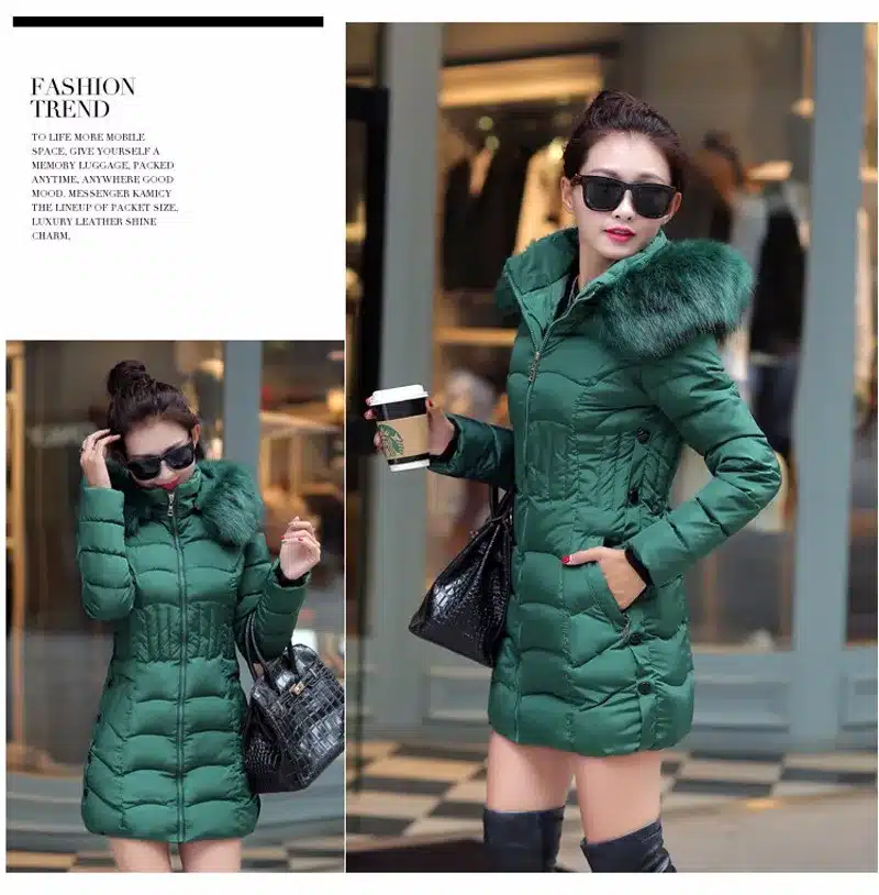 Sale 4XL Fur Hooded Female Winter Down Jacket Cotton Slim Overcoat Elegant Casual Long Sleeve Women Coat Park 2017 Big Plus Size 21