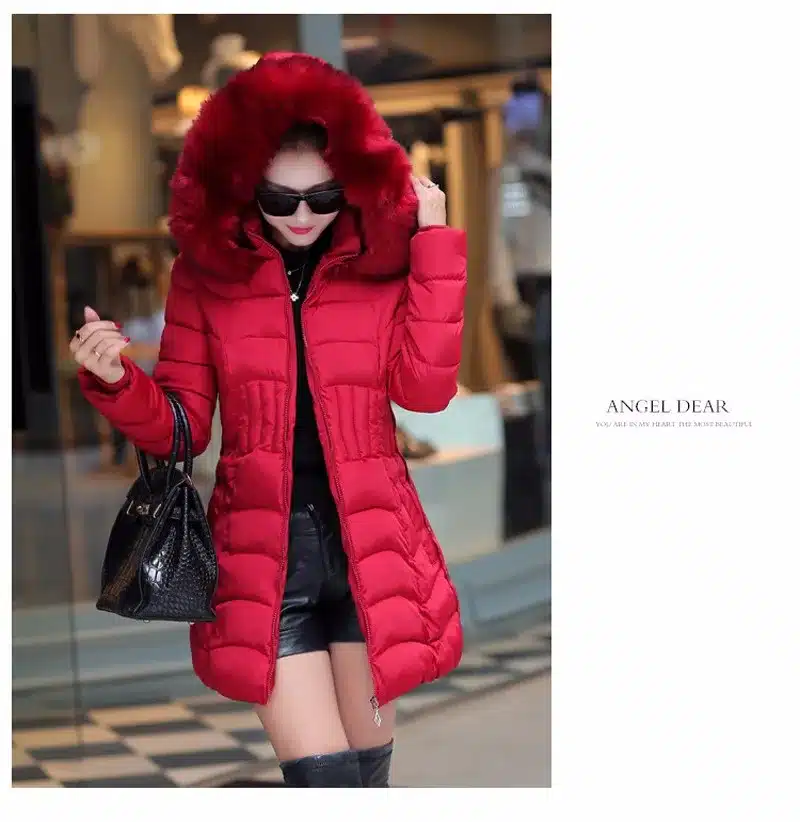 Sale 4XL Fur Hooded Female Winter Down Jacket Cotton Slim Overcoat Elegant Casual Long Sleeve Women Coat Park 2017 Big Plus Size 24