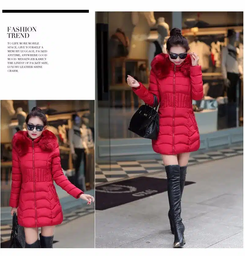 Sale 4XL Fur Hooded Female Winter Down Jacket Cotton Slim Overcoat Elegant Casual Long Sleeve Women Coat Park 2017 Big Plus Size 26