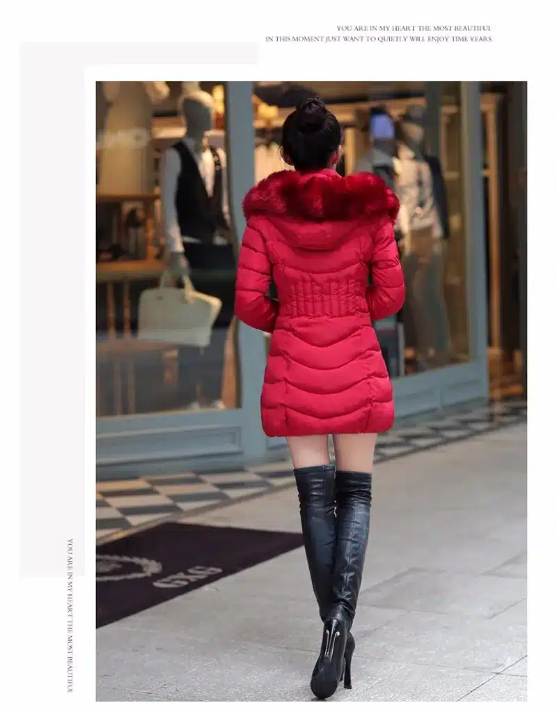 Sale 4XL Fur Hooded Female Winter Down Jacket Cotton Slim Overcoat Elegant Casual Long Sleeve Women Coat Park 2017 Big Plus Size 27