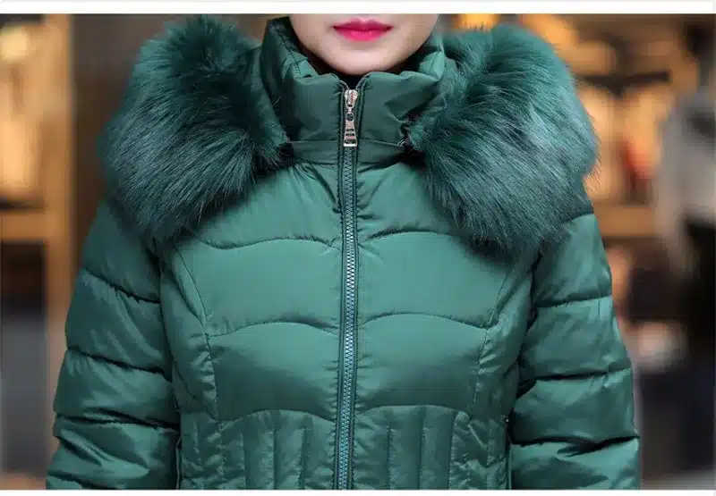 Sale 4XL Fur Hooded Female Winter Down Jacket Cotton Slim Overcoat Elegant Casual Long Sleeve Women Coat Park 2017 Big Plus Size 28