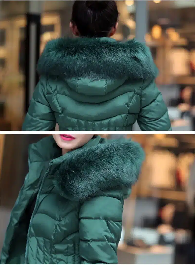 Sale 4XL Fur Hooded Female Winter Down Jacket Cotton Slim Overcoat Elegant Casual Long Sleeve Women Coat Park 2017 Big Plus Size 29