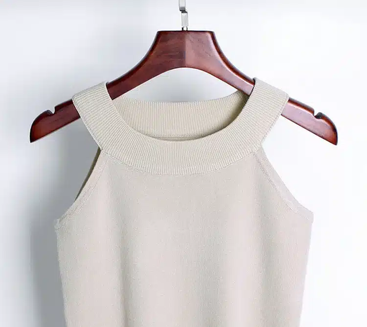 Summer Women Slim Knitting Halter Camisole Tops Female Bodycon Knitted Tanks Sleeveless Basic Solid T shirts 8017 5