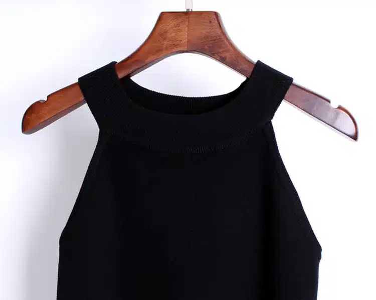 Summer Women Slim Knitting Halter Camisole Tops Female Bodycon Knitted Tanks Sleeveless Basic Solid T shirts 8017 7