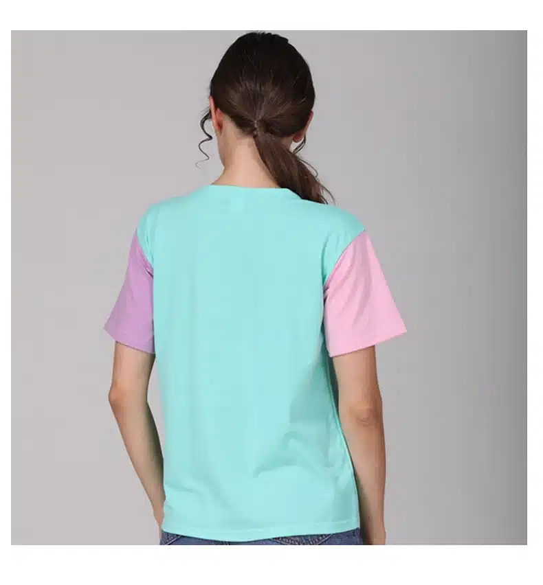 2017 Summer Style Fashion Women Harajuku Patchwork T Shirts Kawaii Casual Cotton Spell Color Patchwork De Mujer Free Shipping 7