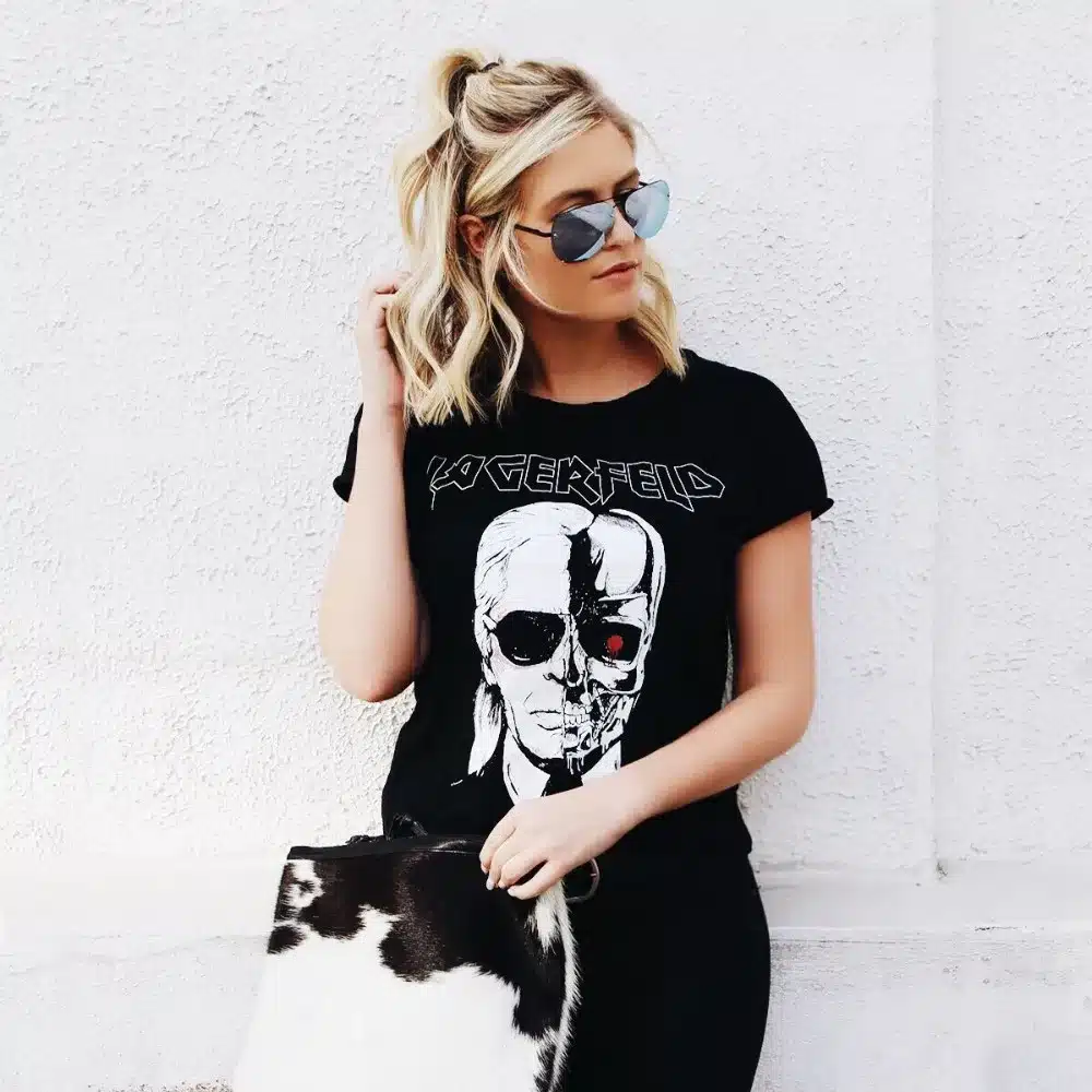 Shirts women's Tops Brand 2016 Fashion New Skeleton Head Printed Tee In Black Zombie Skull Punk Rock Cotton Shirts Women 12