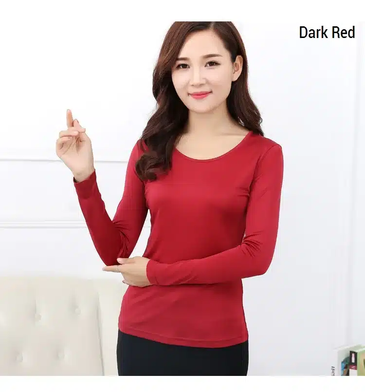 100% Pure Silk Women's T-shirts Femme Long Sleeve Casual Tees T Shirt Tops Female O-Neck Women T-shirt For Woman Candy 7 Colors 16