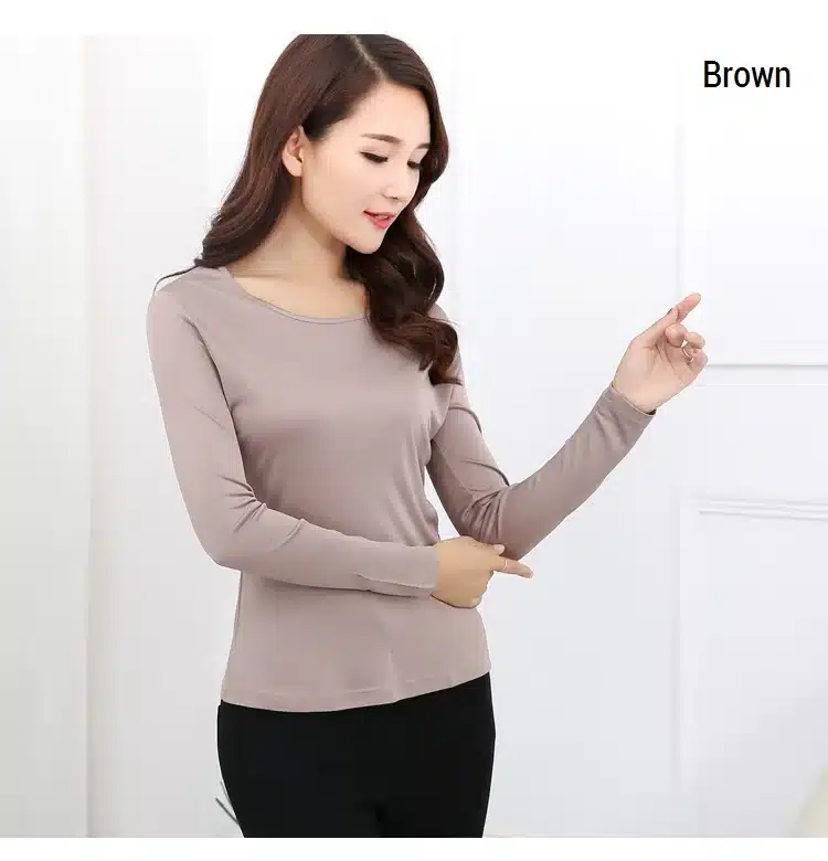 100% Pure Silk Women's T-shirts Femme Long Sleeve Casual Tees T Shirt Tops Female O-Neck Women T-shirt For Woman Candy 7 Colors 24