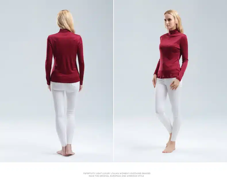 Women T shirt 100%Real Silk Basic Turtleneck long sleeve Bottoming-shirt 2017 FALL WINTER Primer shirt Plus size Spandex top 7