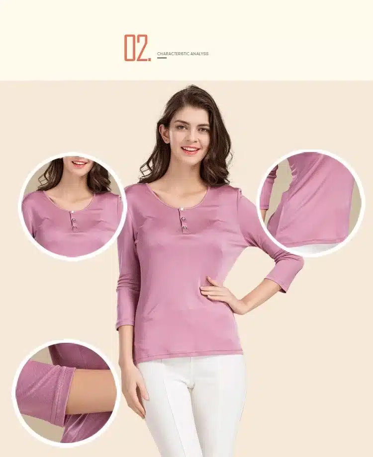 100% Pure Silk Women's T-shirts Femme 3/4 Sleeve Loose Casual Tees Shirt Women Tops Ladies Candy Color Shirts Female T-shirt 2