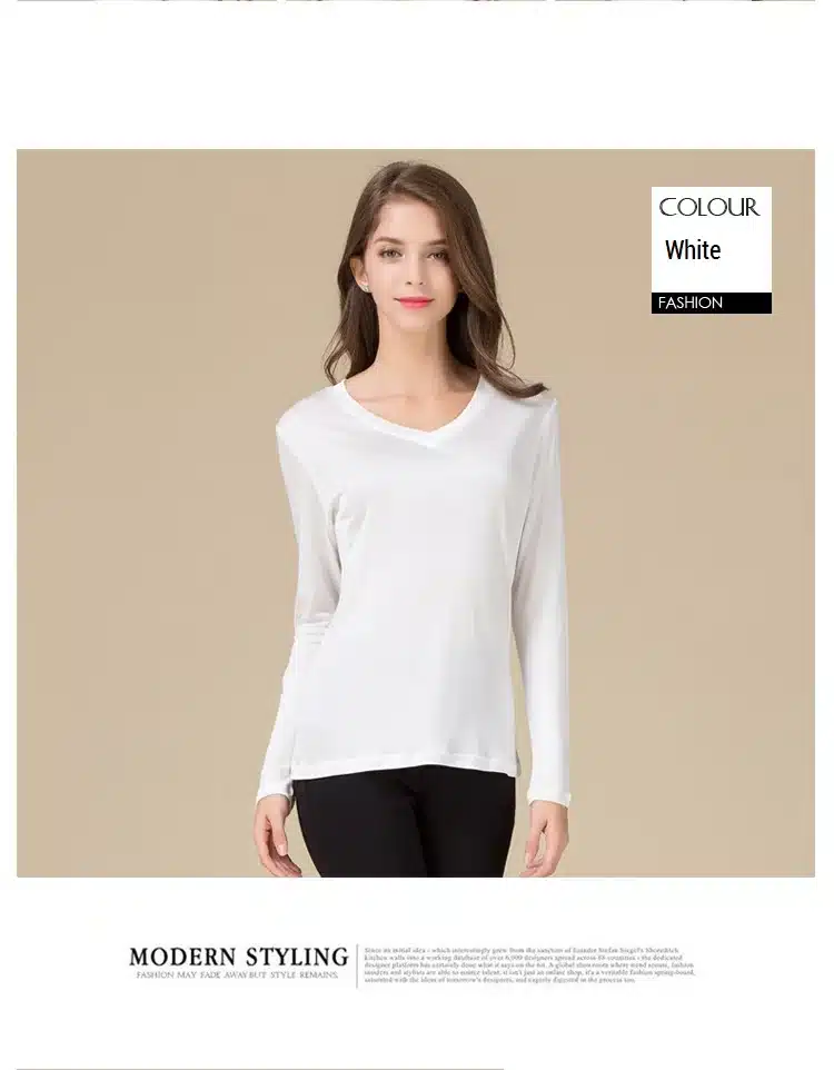 100% Pure Silk Women V Full Sleeve T-Shirts 2016 New Autumn Winter Bottoming Tee Shirt Solid Basic Female Casual V Neck Tops 10