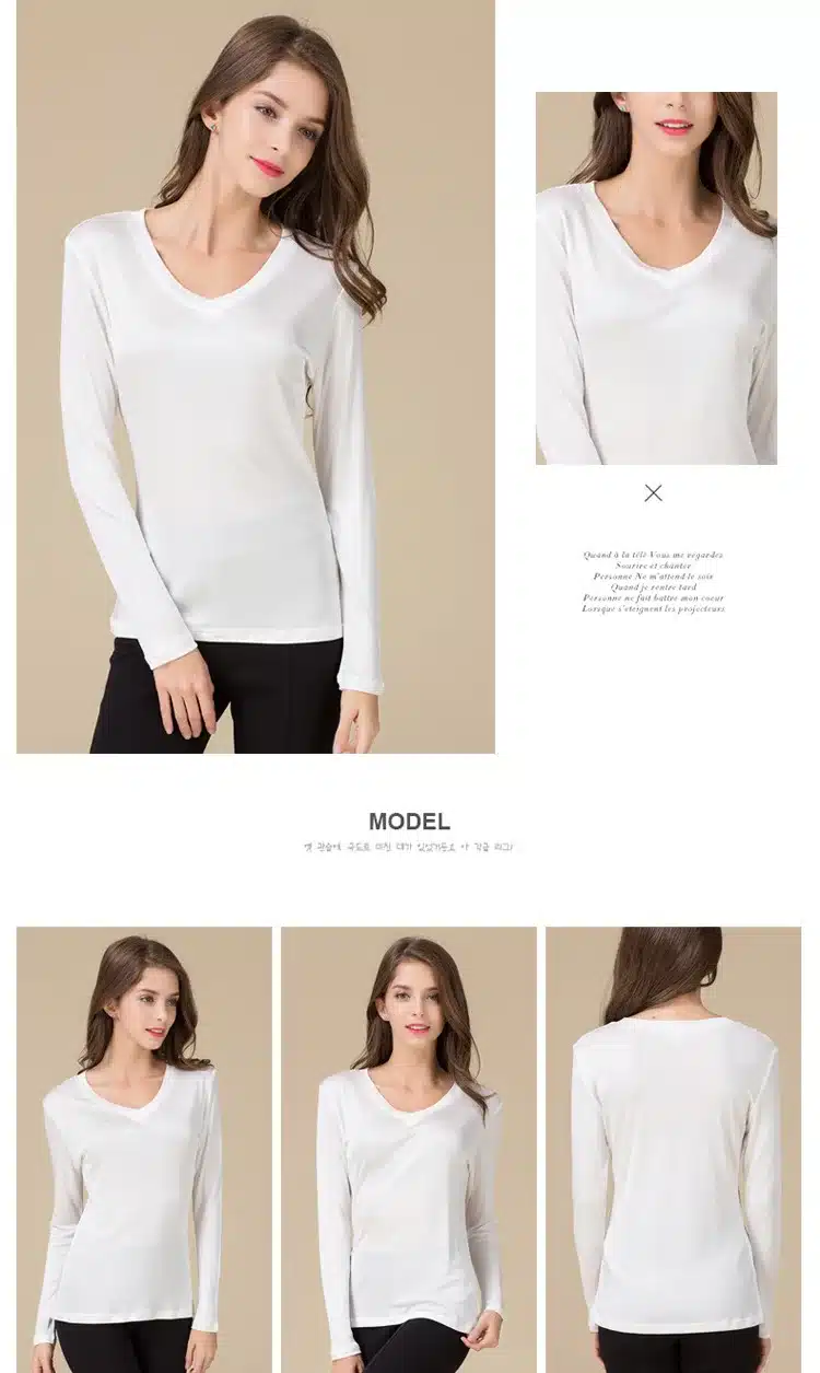 100% Pure Silk Women V Full Sleeve T-Shirts 2016 New Autumn Winter Bottoming Tee Shirt Solid Basic Female Casual V Neck Tops 11