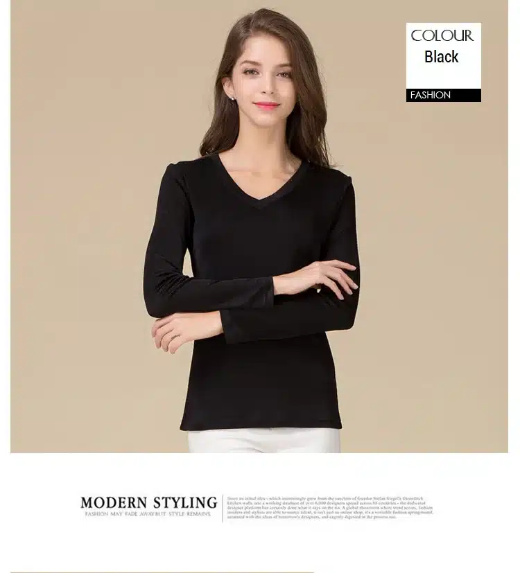 100% Pure Silk Women V Full Sleeve T-Shirts 2016 New Autumn Winter Bottoming Tee Shirt Solid Basic Female Casual V Neck Tops 16