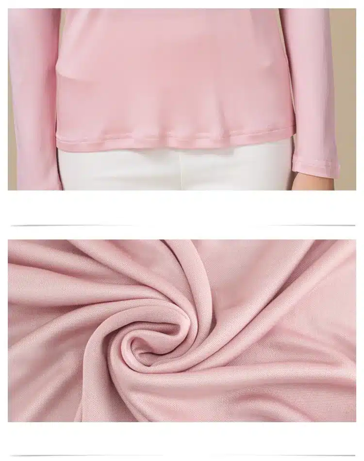 100% Pure Silk Women V Full Sleeve T-Shirts 2016 New Autumn Winter Bottoming Tee Shirt Solid Basic Female Casual V Neck Tops 23