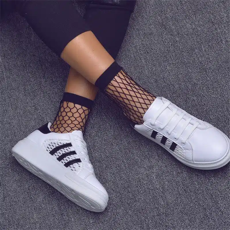 Punk Women Girls Sexy Black Hollow Out Breathable Mesh Fishnet Socks Female Gothic Stretchable Short Hosiery Ankle Socks 9