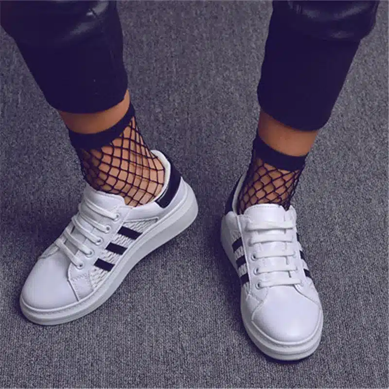Punk Women Girls Sexy Black Hollow Out Breathable Mesh Fishnet Socks Female Gothic Stretchable Short Hosiery Ankle Socks 10