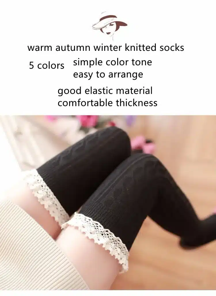 5 Colors Thigh High Socks Girls Stockings Lace Winter Warm Socks Women Sexy Stocking Medias Pantyhose Stockings Knee High Socks 11