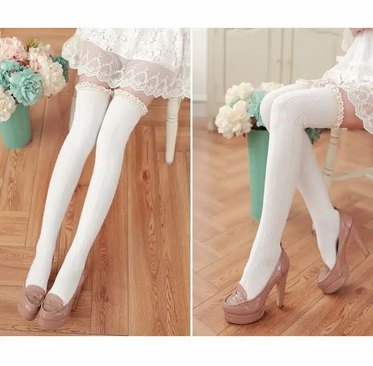 5 Colors Thigh High Socks Girls Stockings Lace Winter Warm Socks Women Sexy Stocking Medias Pantyhose Stockings Knee High Socks 22
