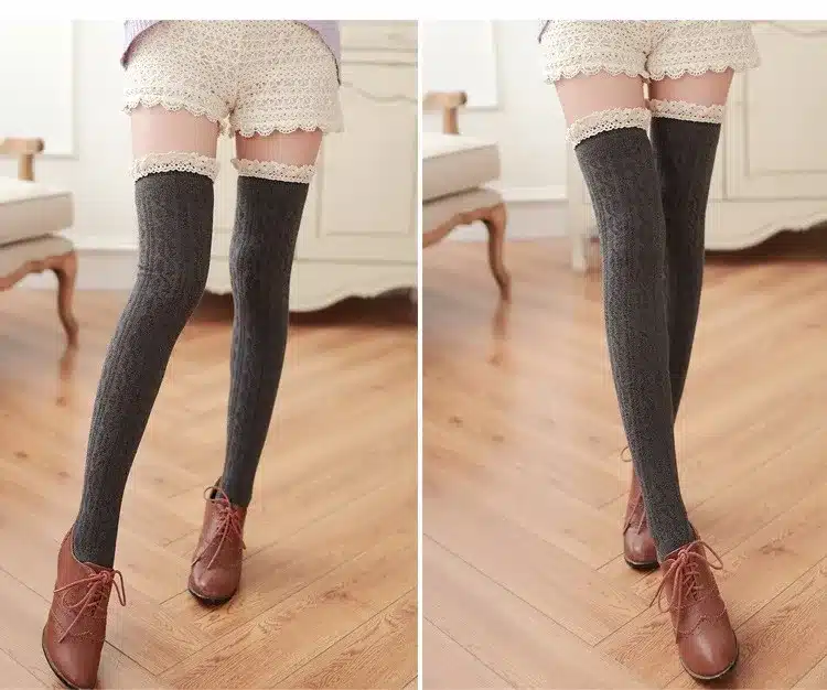 5 Colors Thigh High Socks Girls Stockings Lace Winter Warm Socks Women Sexy Stocking Medias Pantyhose Stockings Knee High Socks 27