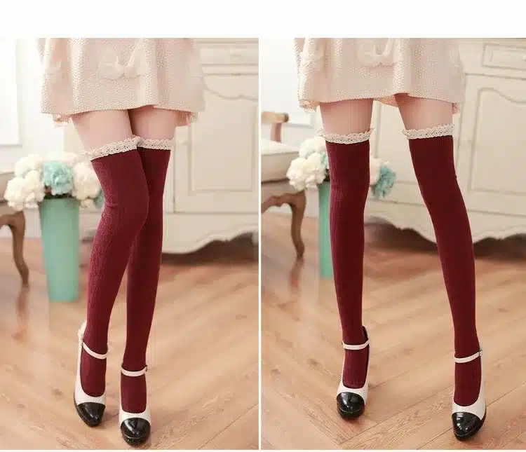 5 Colors Thigh High Socks Girls Stockings Lace Winter Warm Socks Women Sexy Stocking Medias Pantyhose Stockings Knee High Socks 31