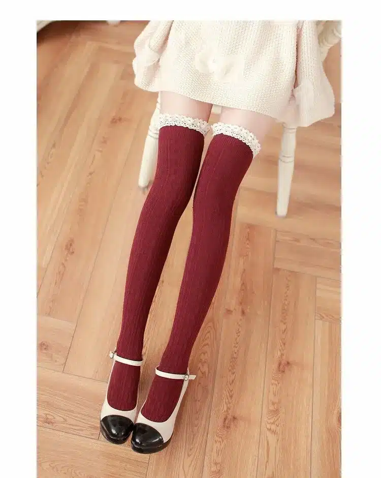 5 Colors Thigh High Socks Girls Stockings Lace Winter Warm Socks Women Sexy Stocking Medias Pantyhose Stockings Knee High Socks 33