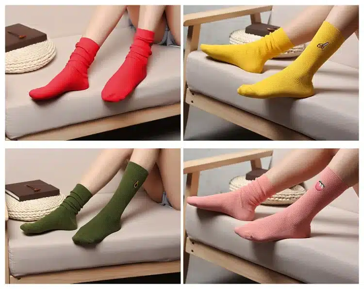 Funny Cute Banana Cherry Avocado Fruit Pattern Women Girl Cotton Loose Crew Socks Summer Japan Harajuku Yellow Designer Retro 13
