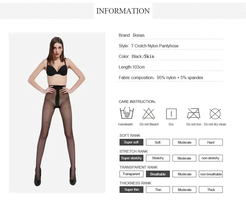 BONAS Large Size Black Nylons Lady Tights Summer Women T Crotch Elasticity Seamless Pantyhose For Girls Thin Solid Color Female 3