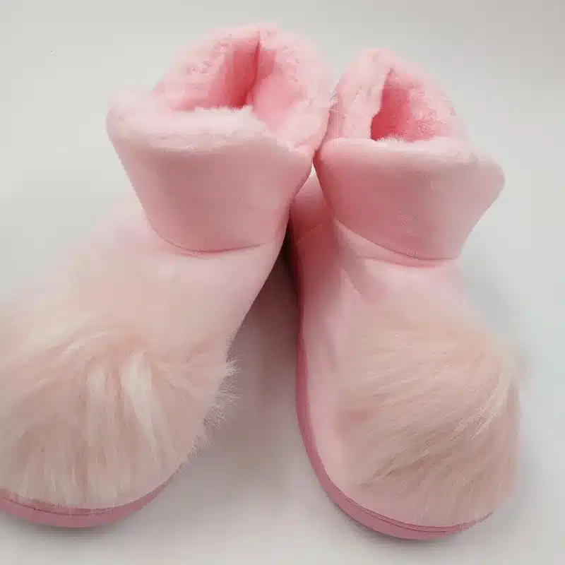 Lovely Ladies Crystal Plush Home Slippper Warm Boots Floor Boots Genuine Cony Hair Inner Balls Women Cotton Shoes 28