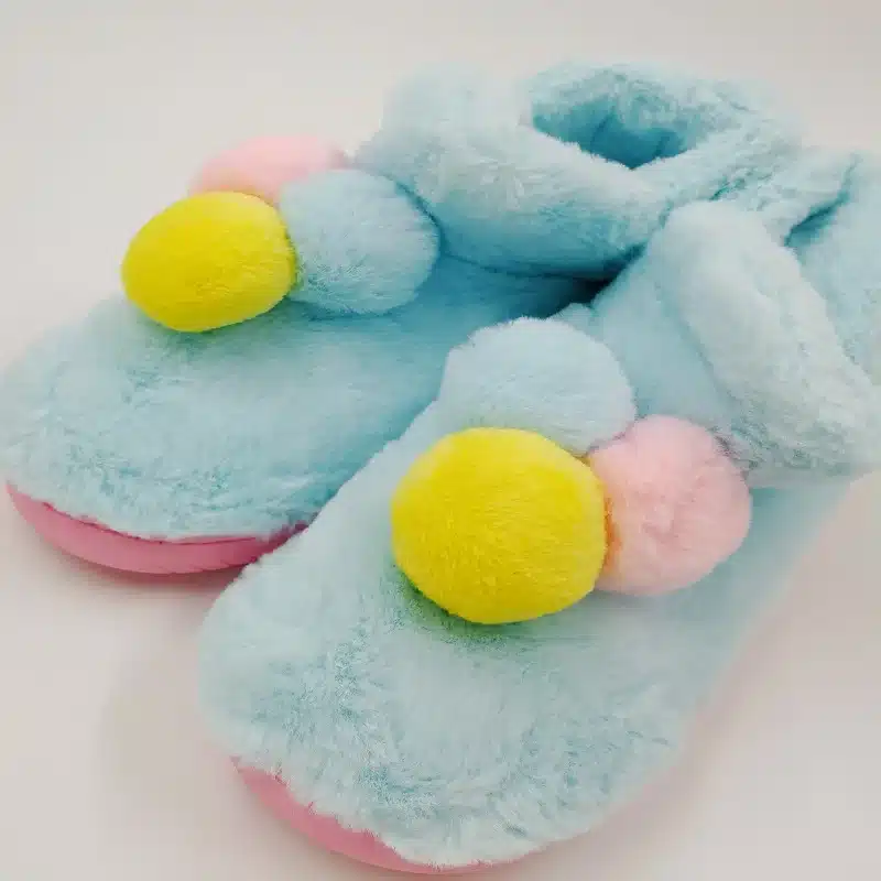 Lovely Ladies Crystal Plush Home Slippper Warm Boots Floor Boots Genuine Cony Hair Inner Balls Women Cotton Shoes 32