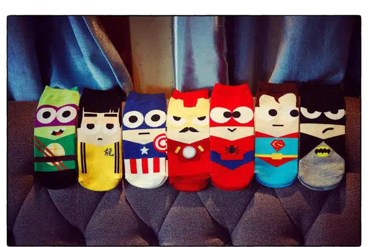 MYORED 10pcs=5pair=1lot cartoon Superman Batman superheroes invisible socks summer cotton male short unisex ankle sock slippers 3
