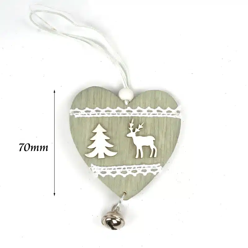 6pcs reindeer Christmas decorations wood heart with small bell hanging decor free shipping Christmas decoration for home 2017 15