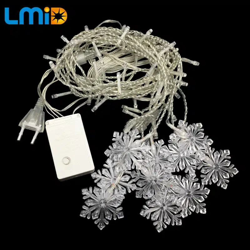 LMID Holiday Lighting 2M*0.6M 60LED Snowflake Home Xmas Decoration Christmas Lights Outdoor Waterproof Fairy Curtain String Lamp 3
